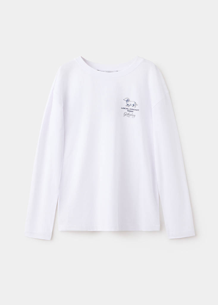 Printed cotton-blend t-shirt — White