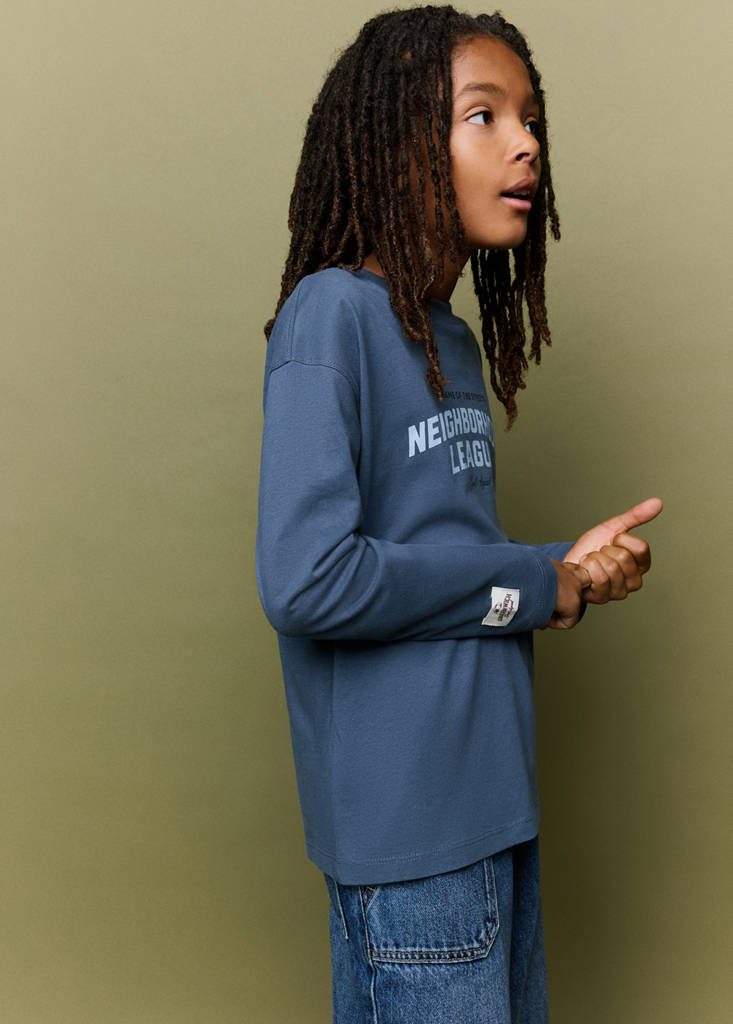 Printed cotton-blend t-shirt — Navy
