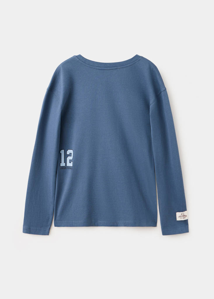 Printed cotton-blend t-shirt — Navy