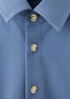 Cotton piqué shirt — Blue 4