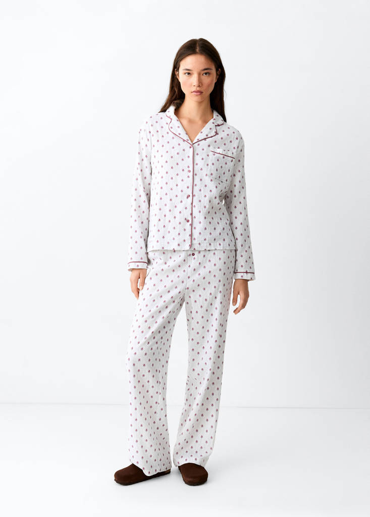 Floral-print pyjama set — Off White