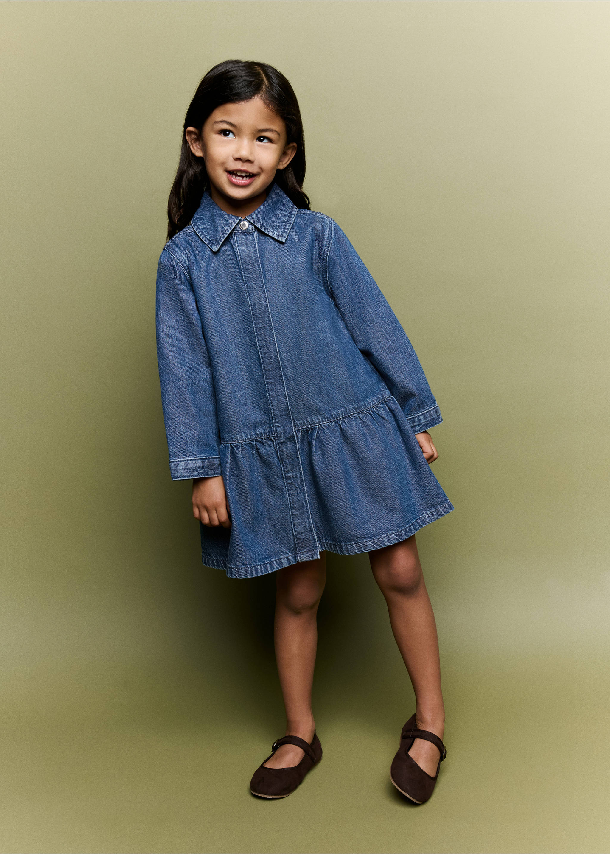 Ruched denim dress - General plane, Medium Blue. Ref: 37095167-00.