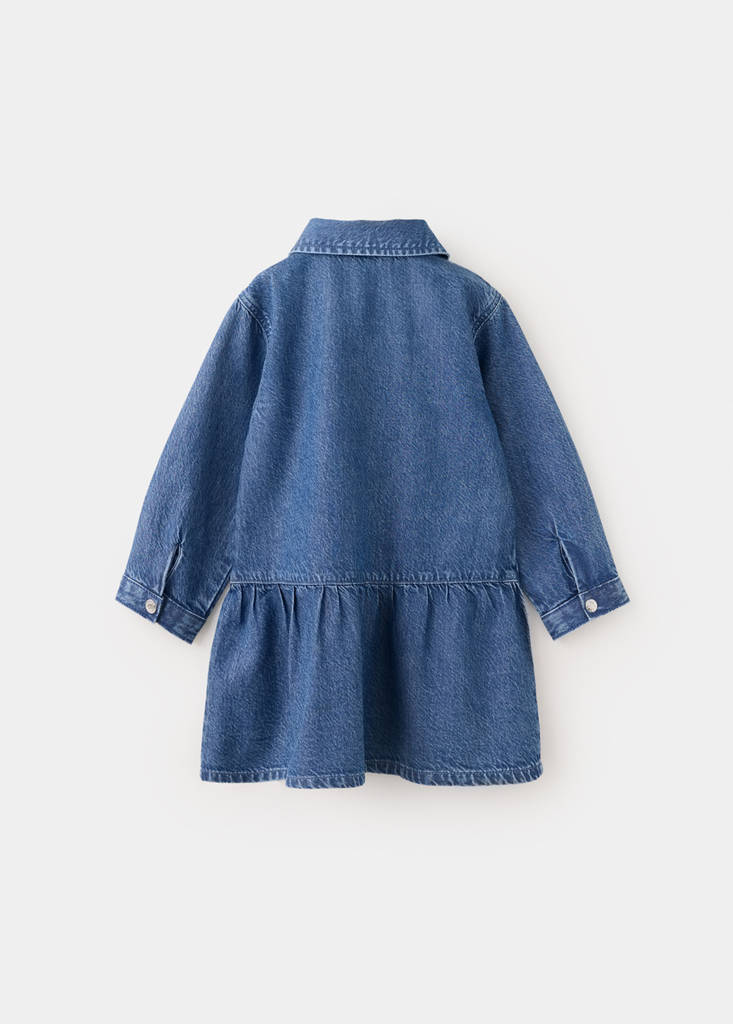 Ruched denim dress — Medium Blue