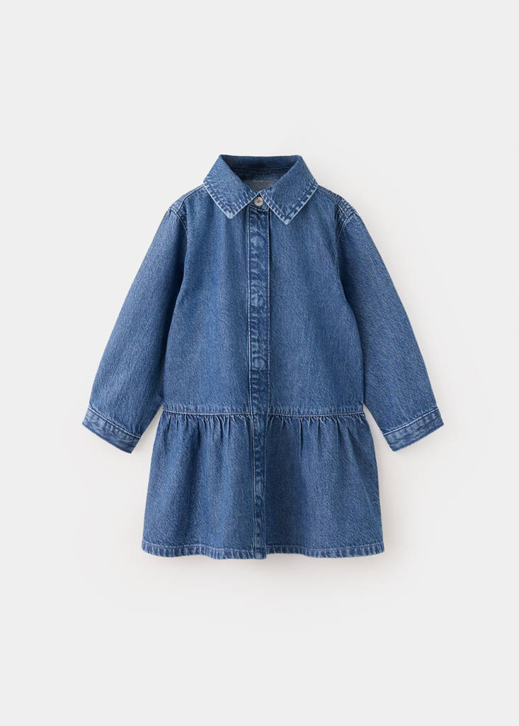 Ruched denim dress — Medium Blue