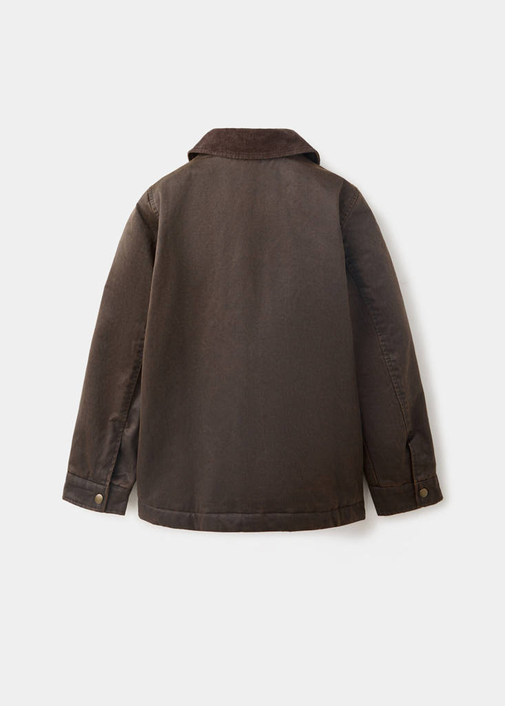 Twill coat with corduroy collar — Brown
