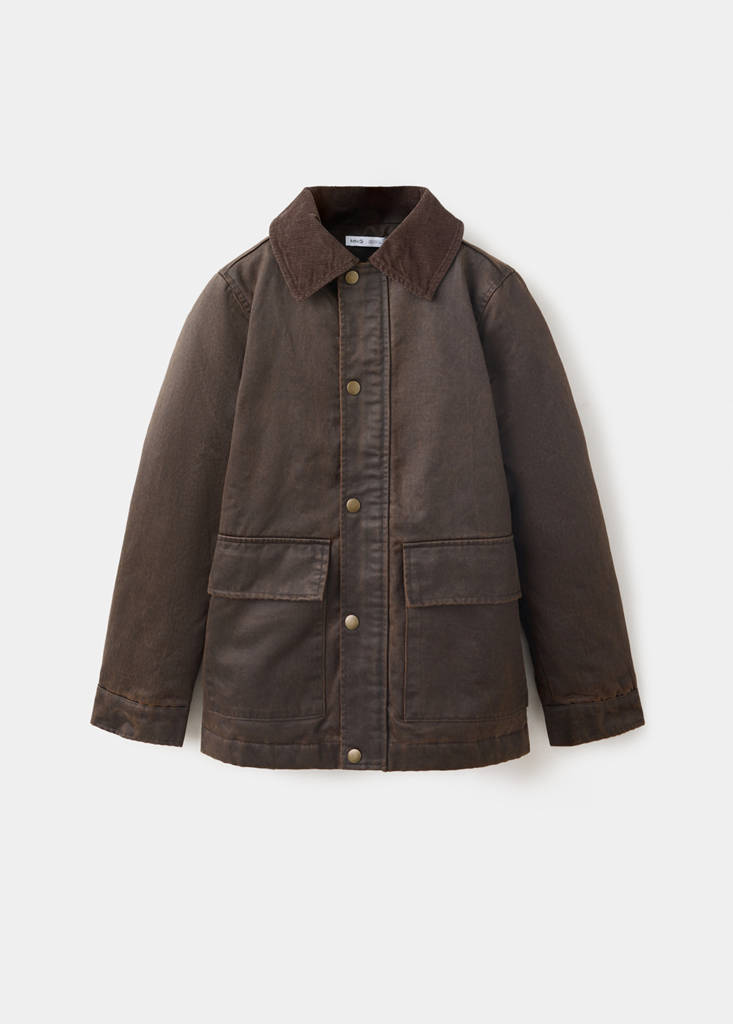 Twill coat with corduroy collar — Brown