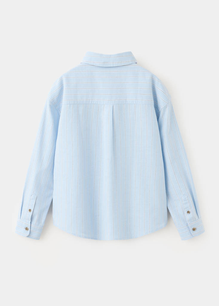 Striped shirt with tortoiseshell buttons — Sky Blue