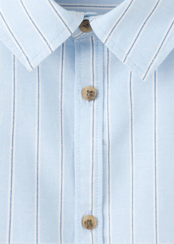 Striped shirt with tortoiseshell buttons — Sky Blue
