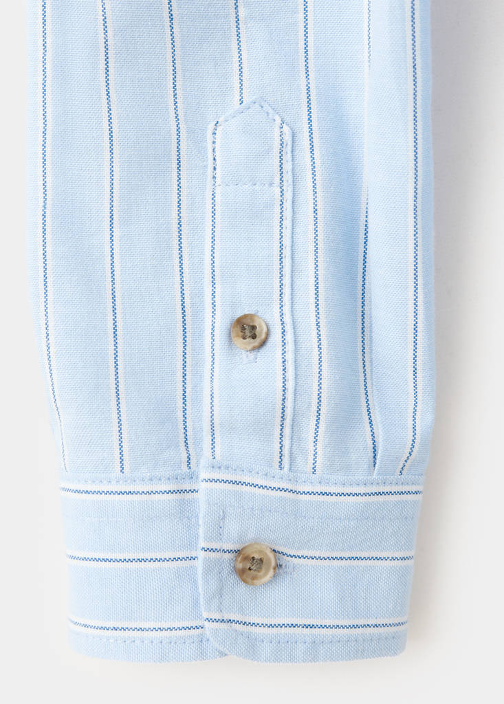 Striped shirt with tortoiseshell buttons — Sky Blue
