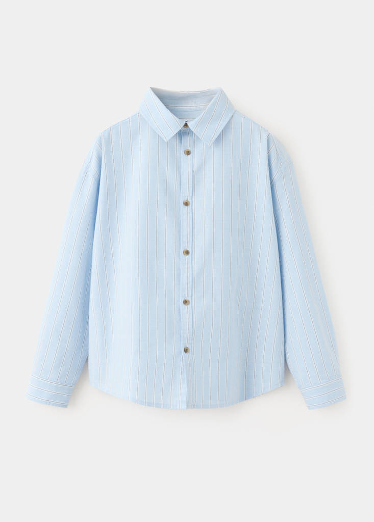 Striped shirt with tortoiseshell buttons — Sky Blue