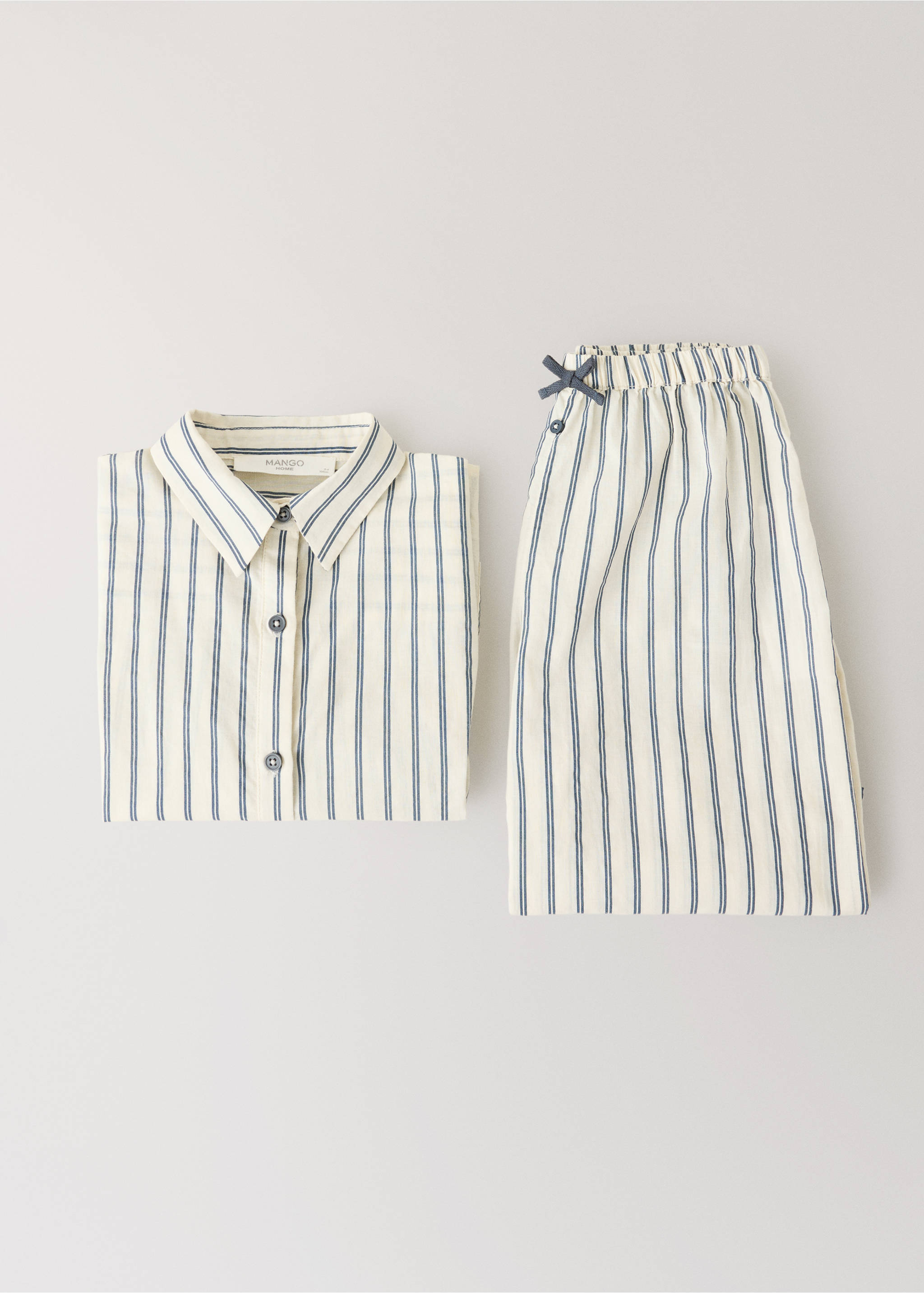 100% cotton striped pyjama shirt - Details of the article 3, Charcoal. Ref: 37095172-00.