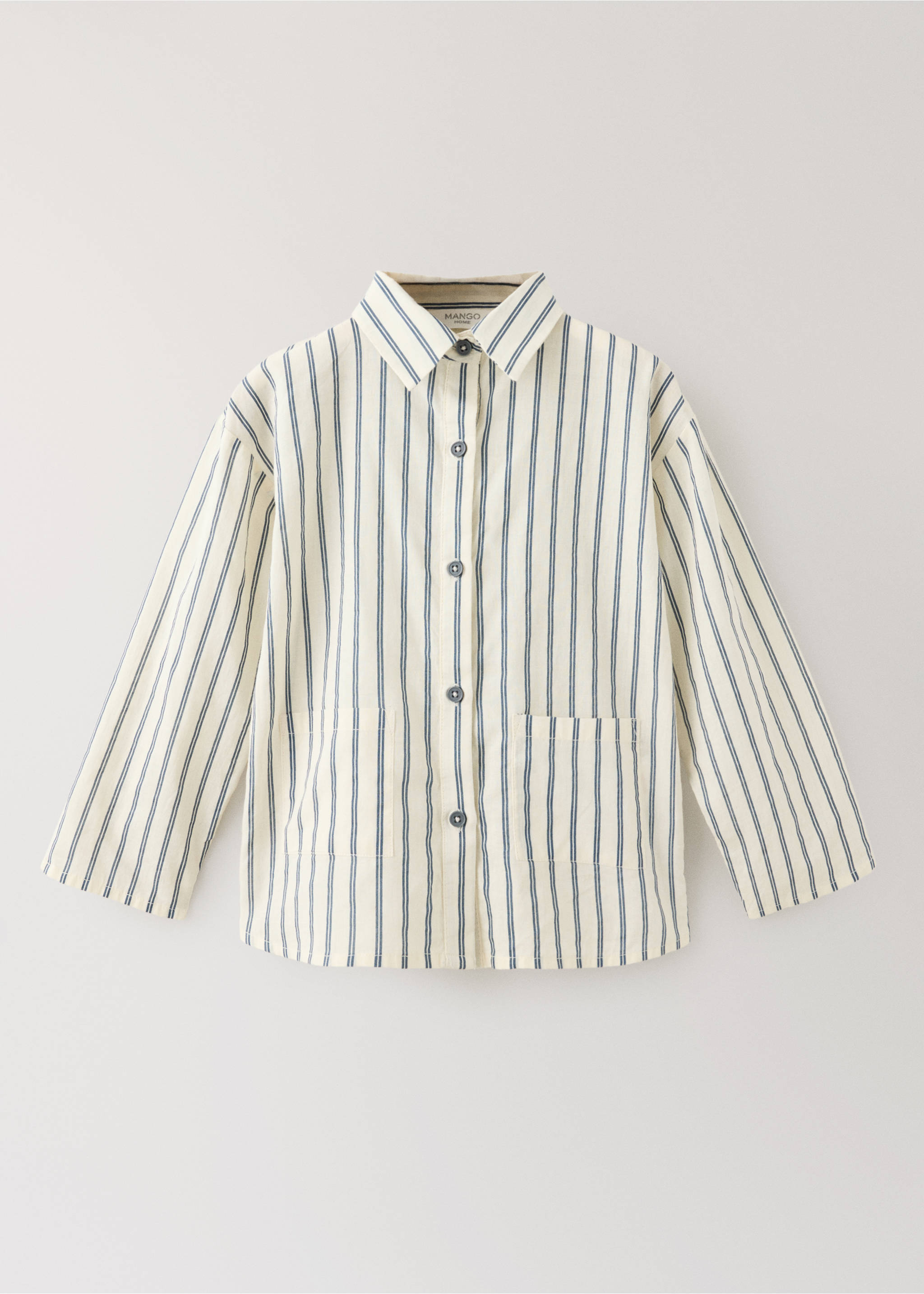 100% cotton striped pyjama shirt - Article without model, Charcoal. Ref: 37095172-00.