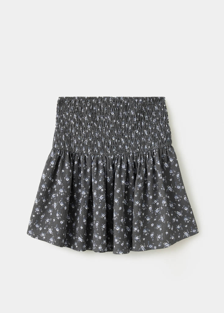 Floral ruched skirt — Charcoal