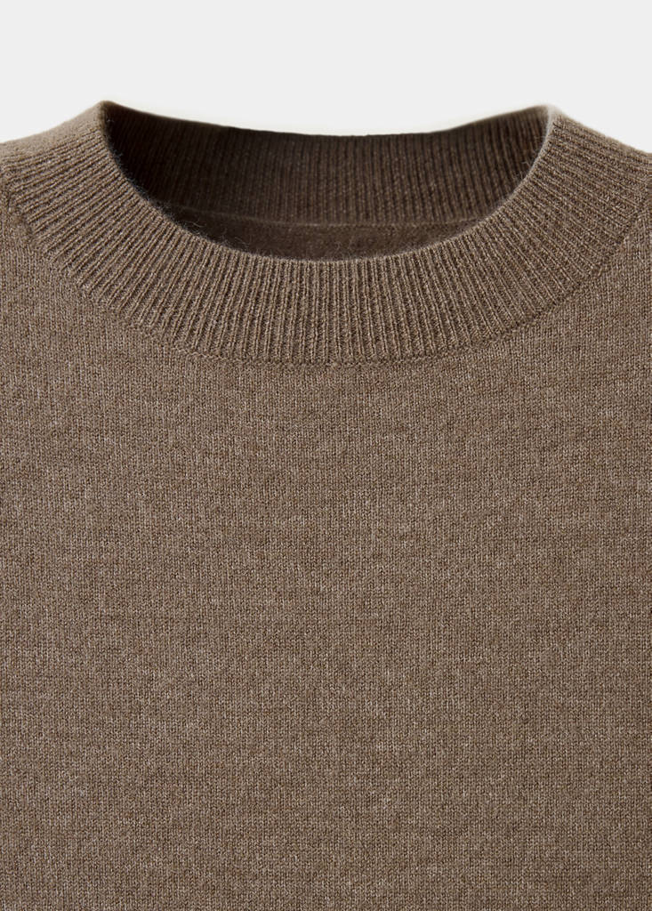 Short-sleeved knit dress — Medium Brown