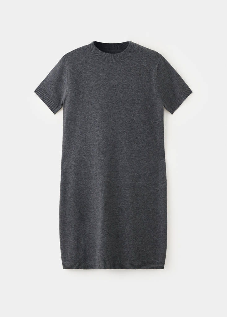 Short-sleeved knit dress — Charcoal