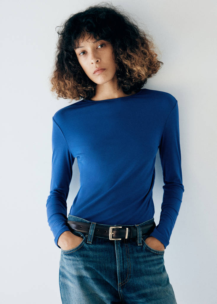 Long-sleeved fitted t-shirt — Blue