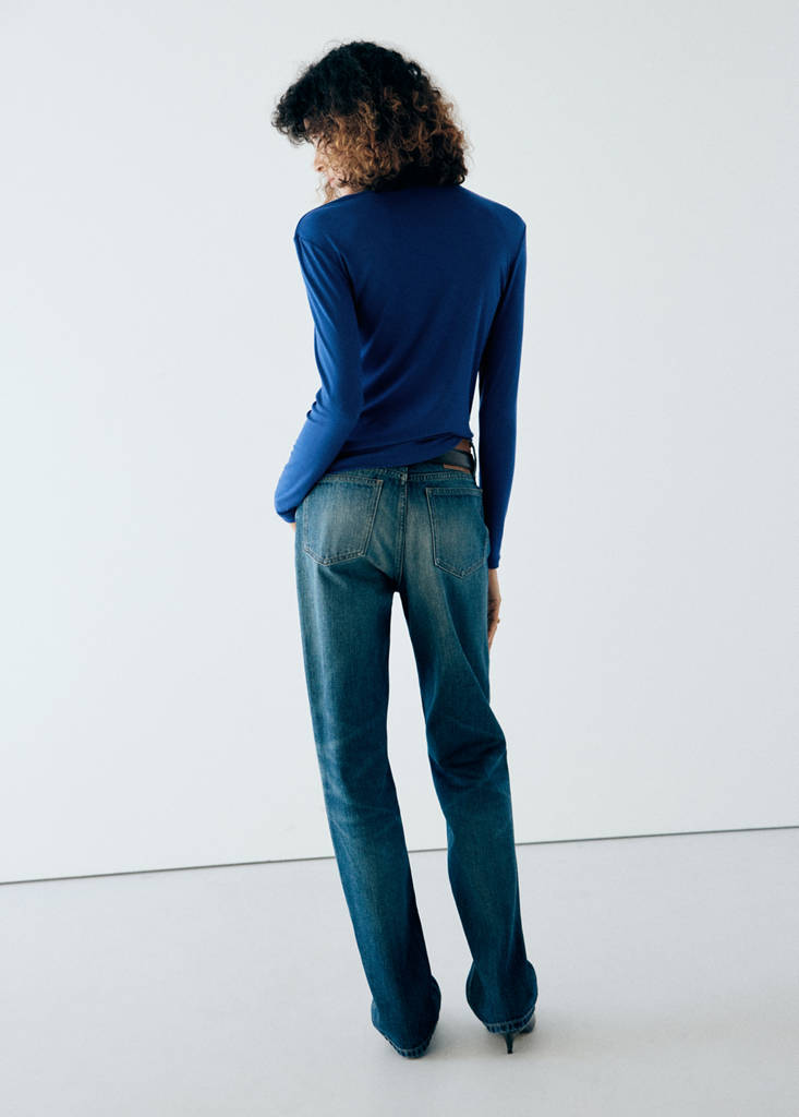 Long-sleeved fitted t-shirt — Blue