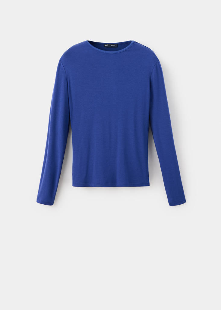 Long-sleeved fitted t-shirt — Blue