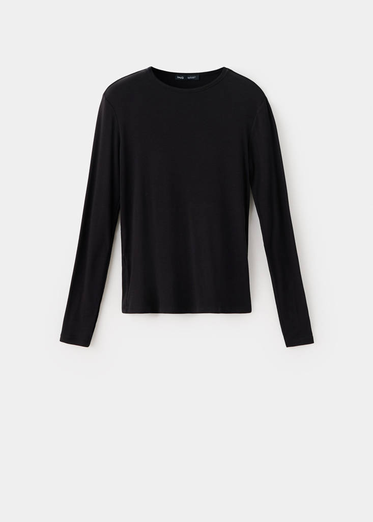 Long-sleeved fitted t-shirt — Black