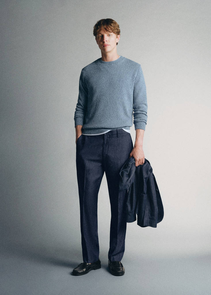 Italian 100% cotton sweater — Sky Blue