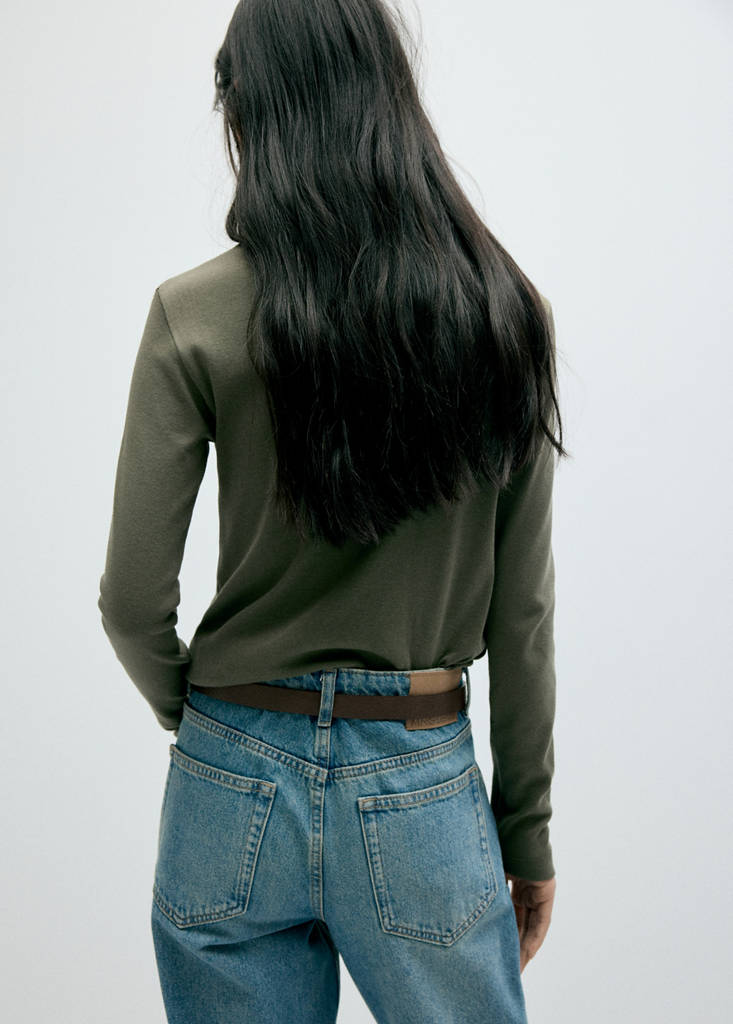 Fitted cotton t-shirt — Khaki