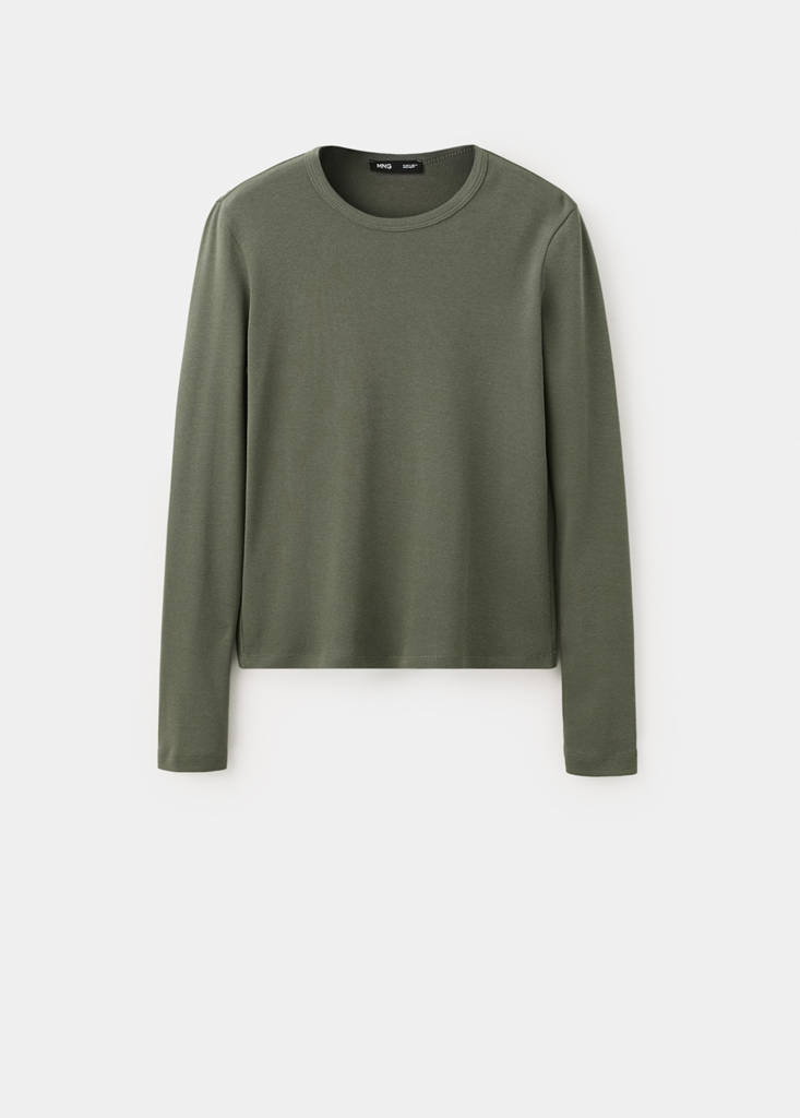Fitted cotton t-shirt — Khaki