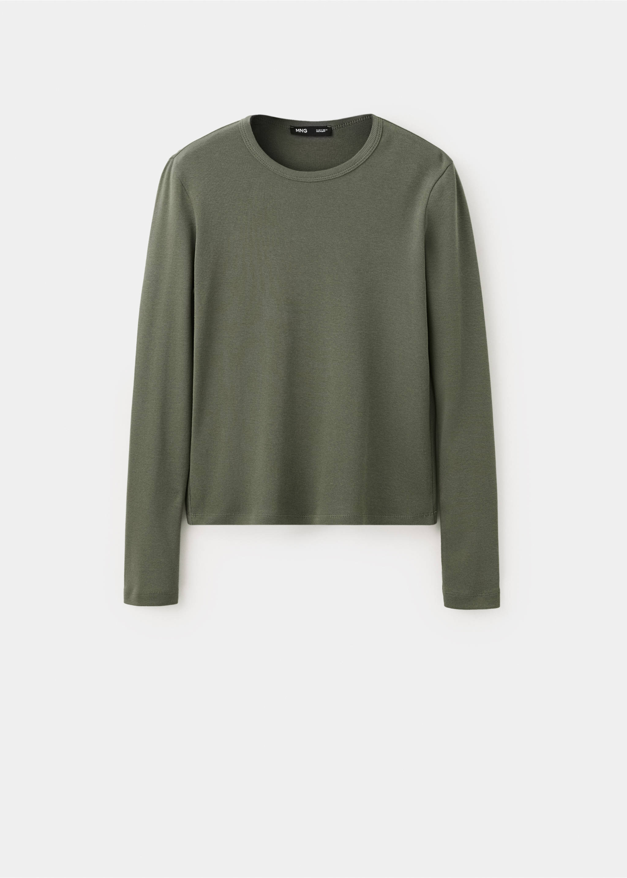 Fitted cotton t-shirt - Article without model, Khaki. Ref: 37095843-00.