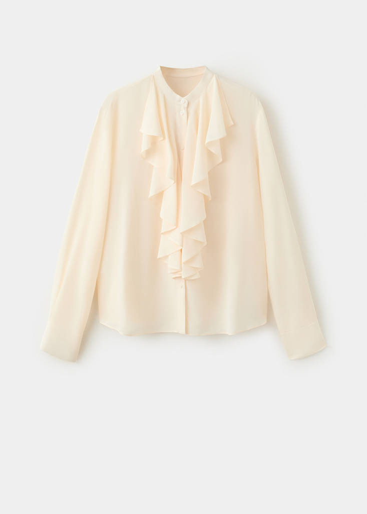 Flowy ruffle blouse — Ecru