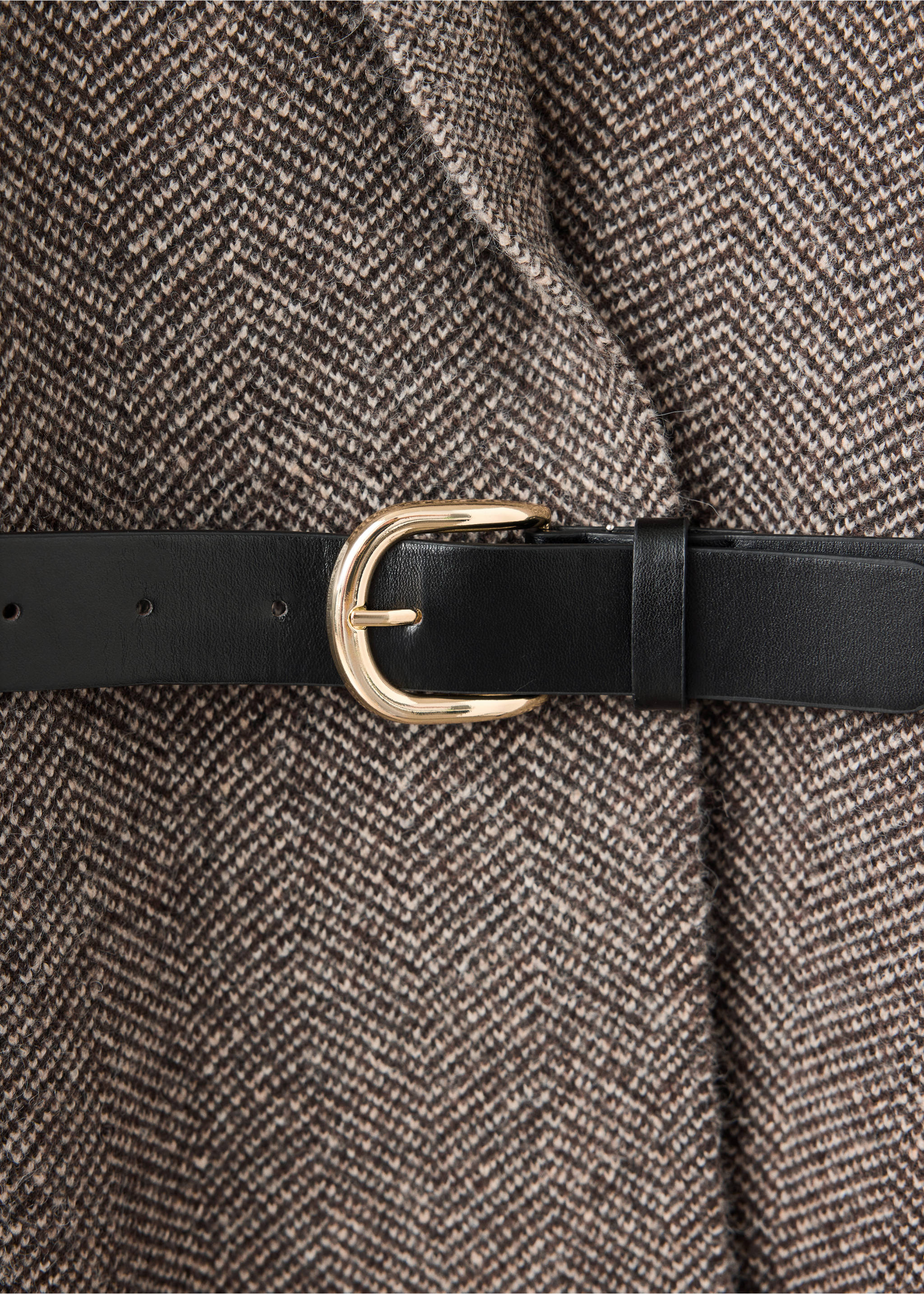 Belted knit coat - Details of the article 0, Medium Brown. Ref: 37095846-00.