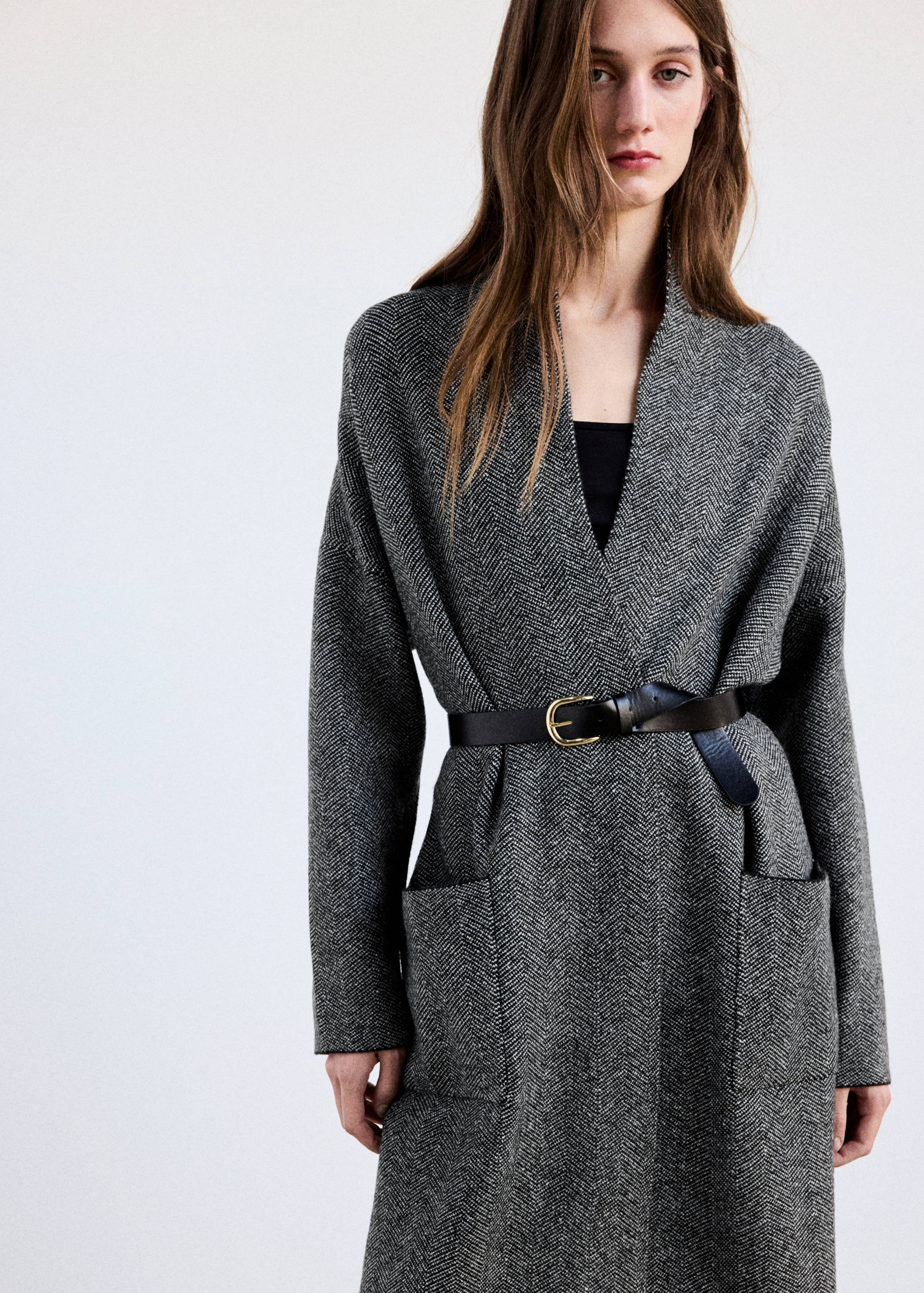 Belted knit coat - Medium plane