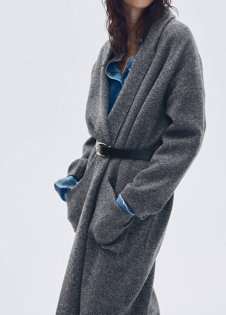 Belted knit coat by Mango