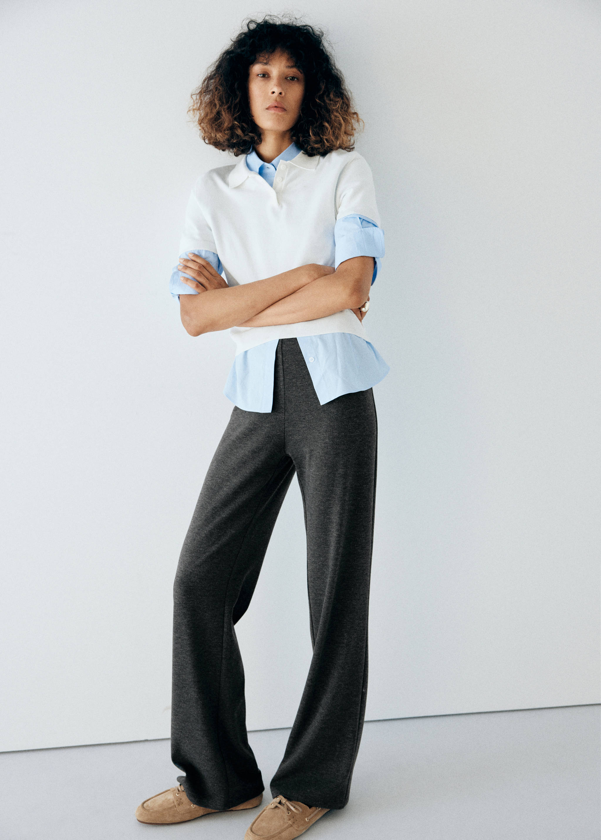 Ribbed straight-leg trousers - Details of the article 1