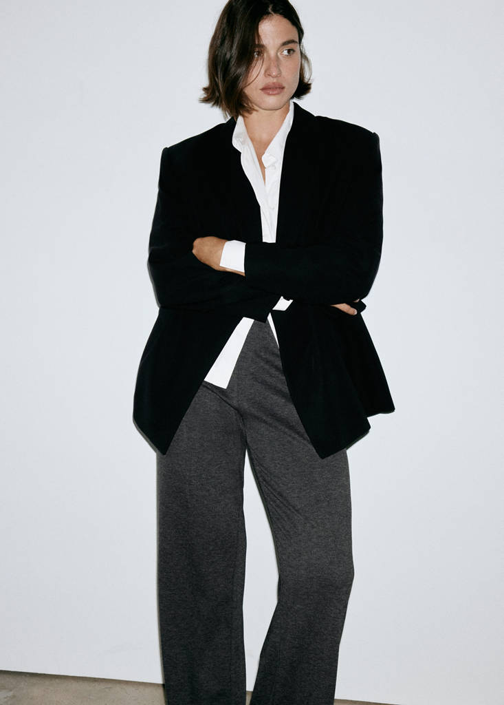Ribbed straight-leg trousers — Dark Heather Grey