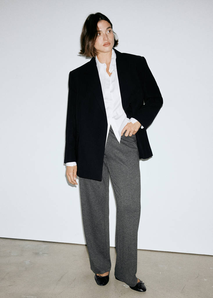 Ribbed straight-leg trousers — Dark Heather Grey