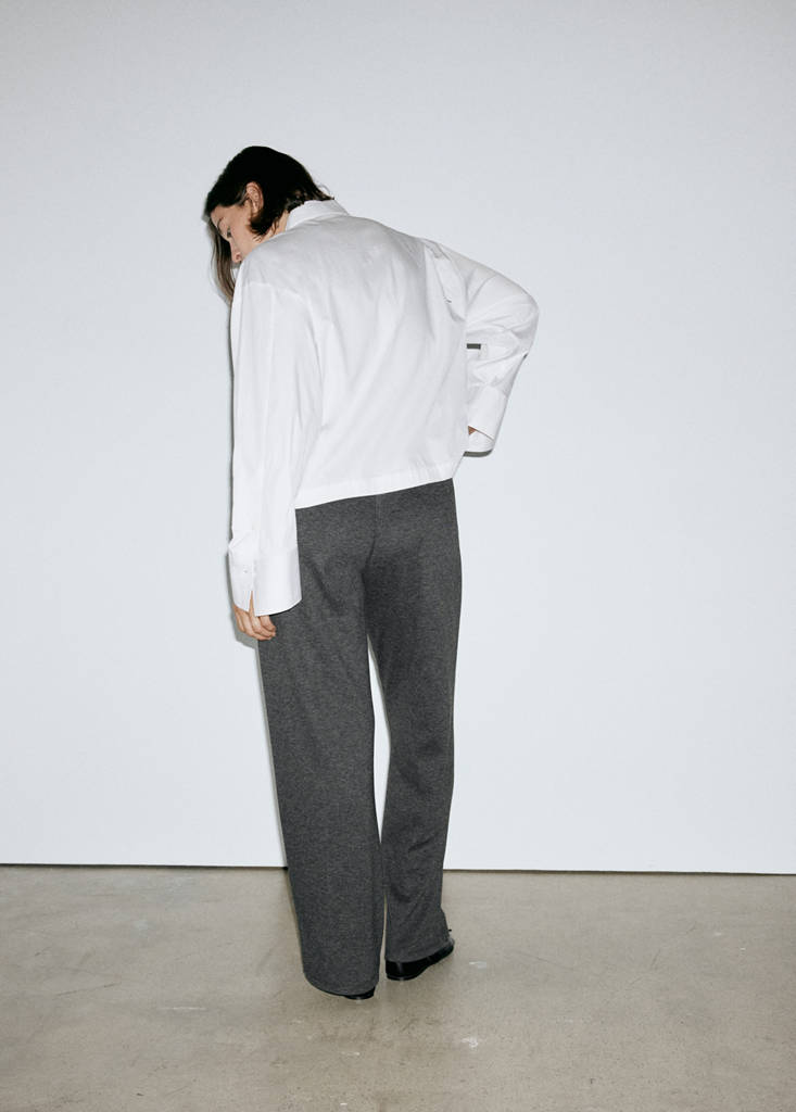 Ribbed straight-leg trousers — Dark Heather Grey