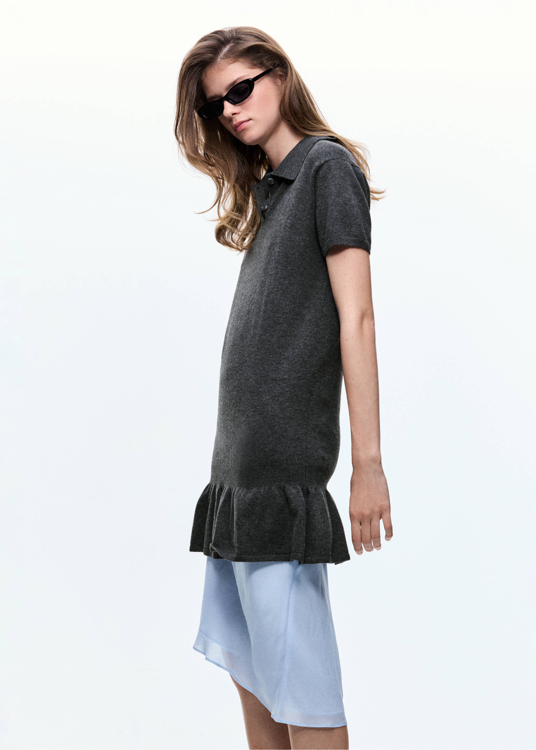 Robe maille col polo - Détail de l'article 1, Gris anthracite. Ref: 37095850-00.
