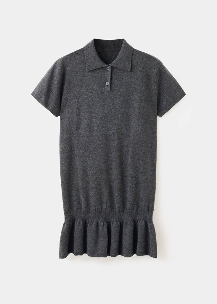 Knitted dress with polo neck — Charcoal
