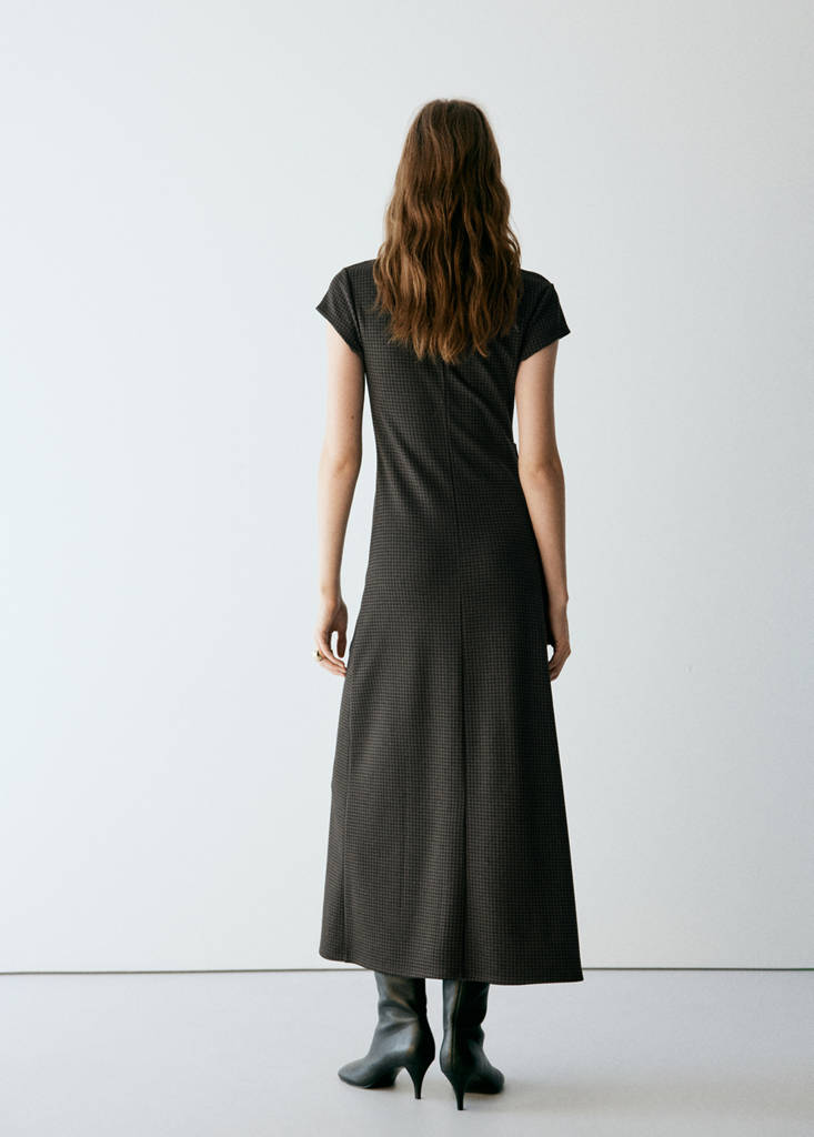 Gathered check dress — Green