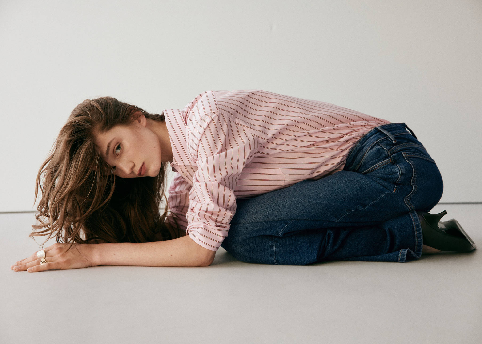 Cotton and lyocell blend straight shirt - Panoramic plane