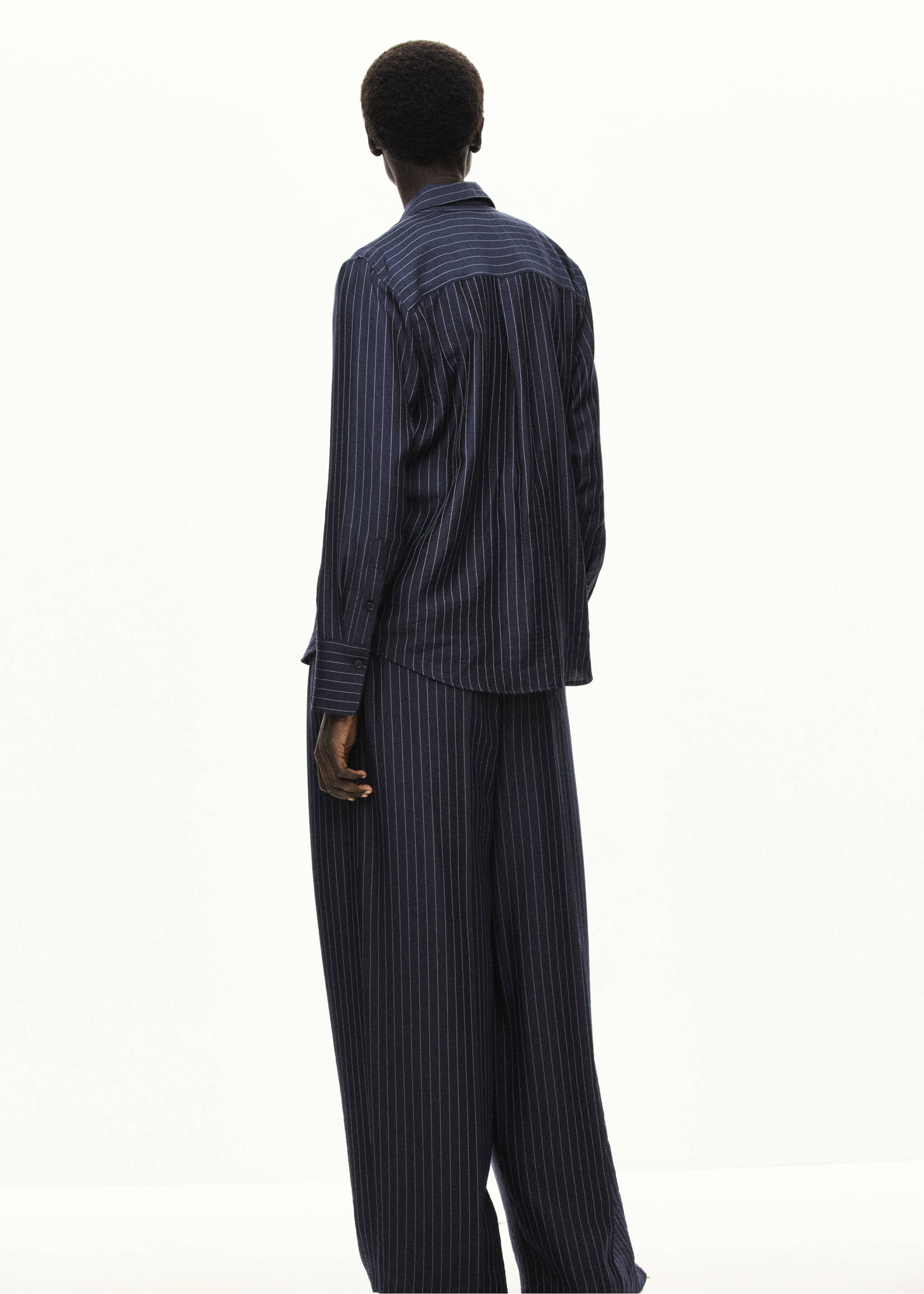 Modal pinstripe shirt - Reverse of the article, Navy. Ref: 37095853-00.