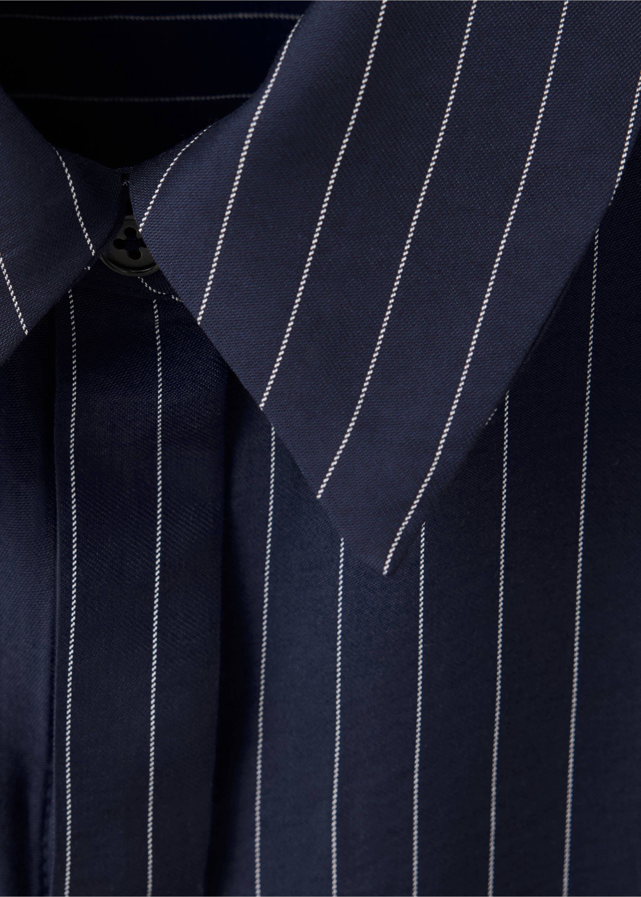 Modal pinstripe shirt - Details of the article 8, Navy. Ref: 37095853-00.