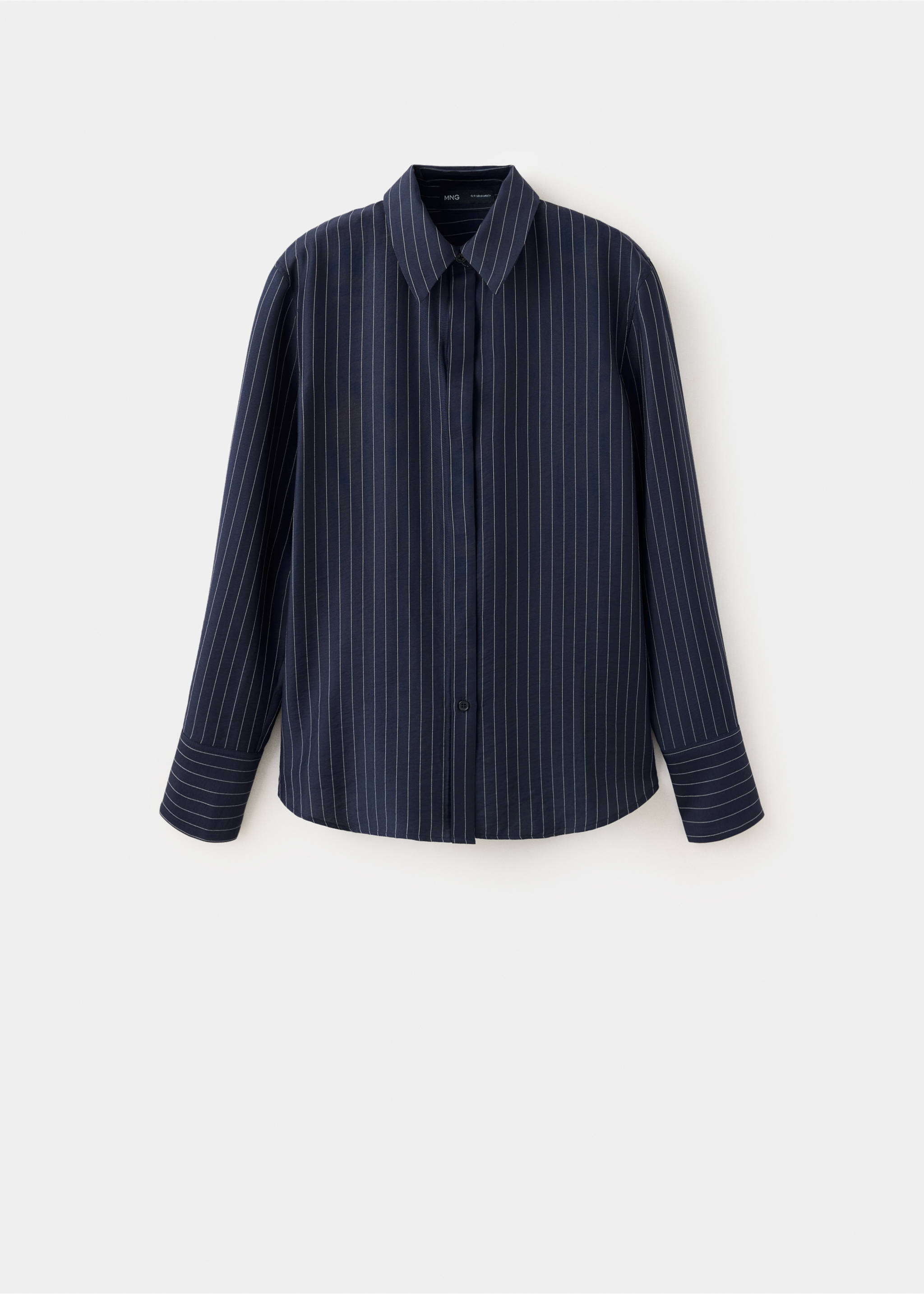 Modal pinstripe shirt - Article without model, Navy. Ref: 37095853-00.