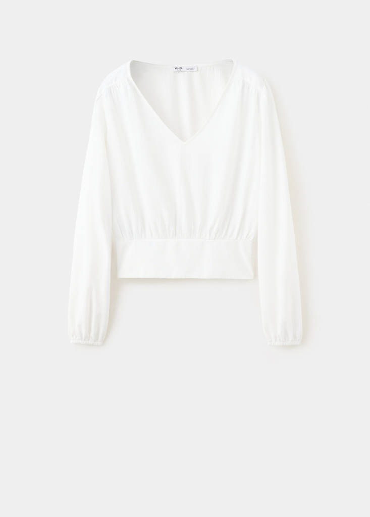 Textured blouse with puffed texture — Off White