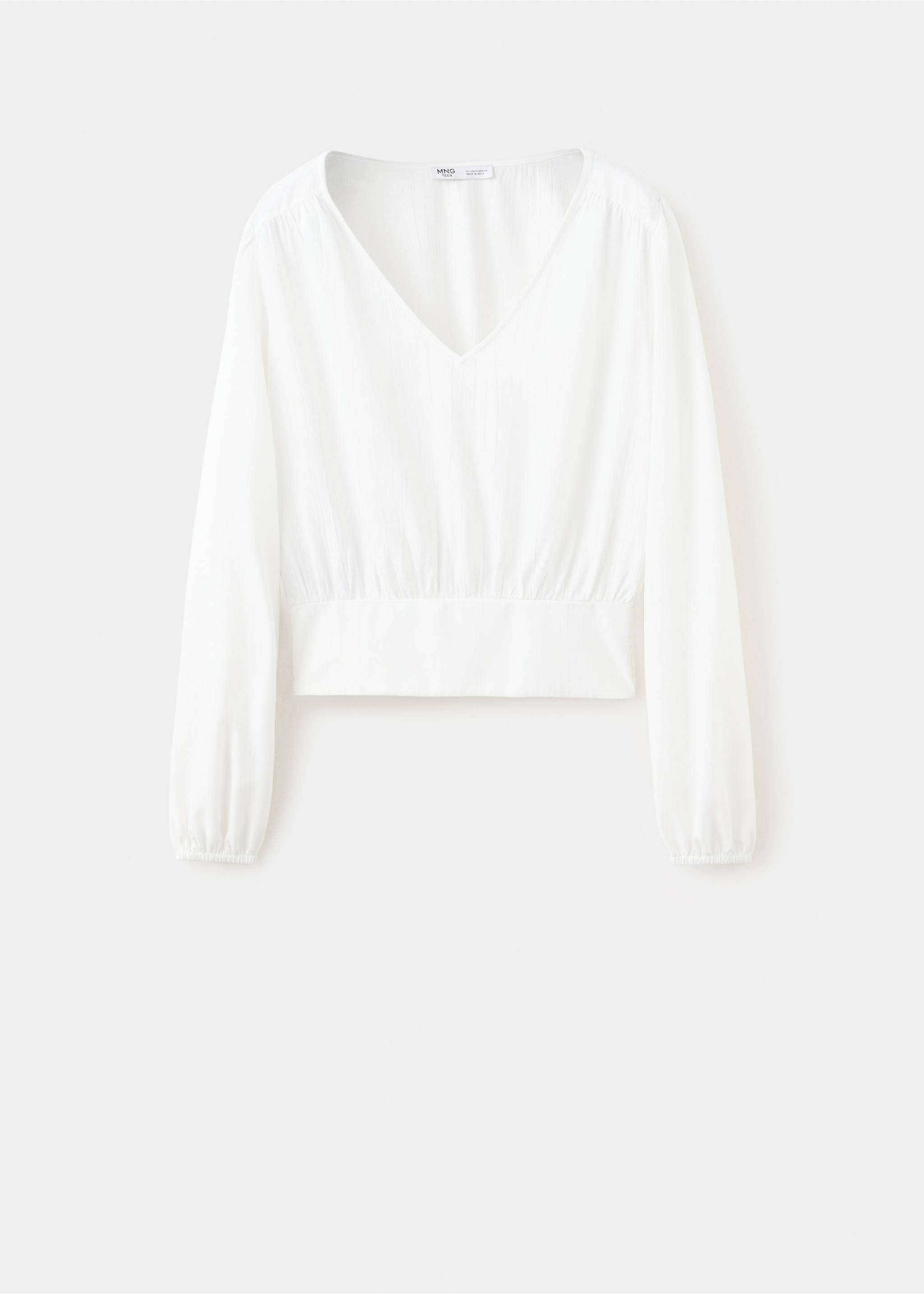 Textured blouse with puffed texture - Article without model, Off White. Ref: 37095855-00.