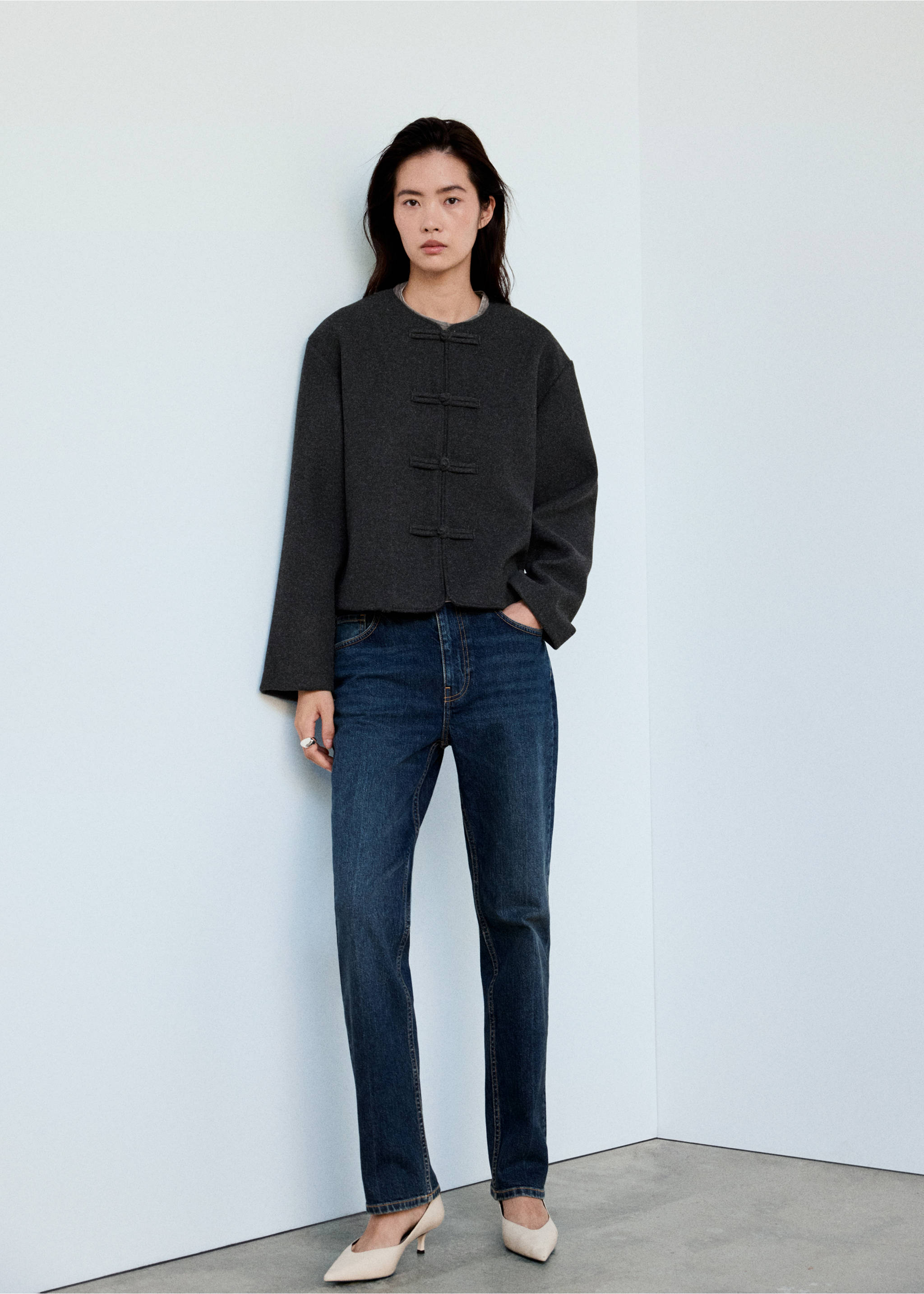 Straight jacket with toggle fastening - General plane, Charcoal. Ref: 37095856-00.