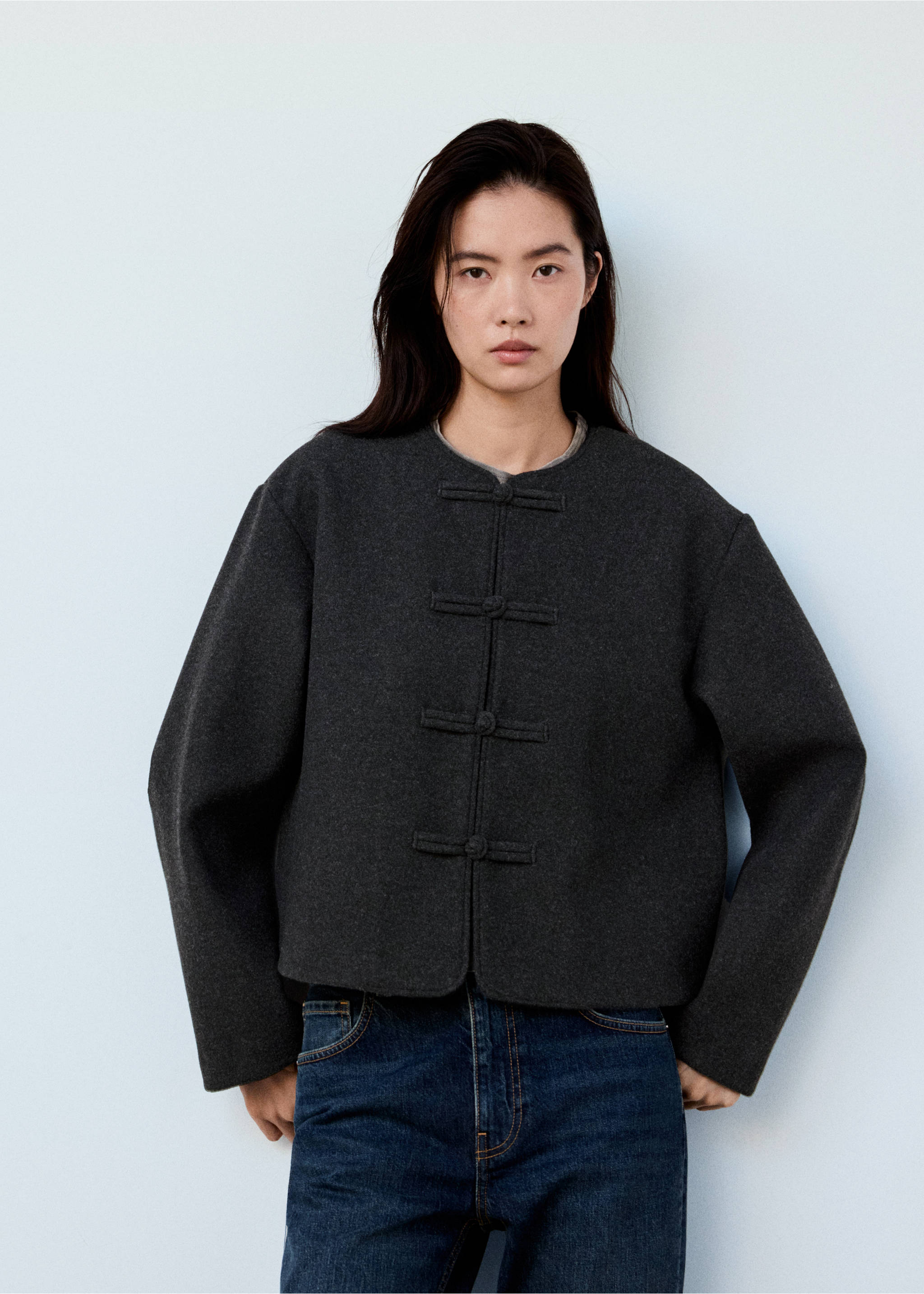 Straight jacket with toggle fastening - Medium plane, Charcoal. Ref: 37095856-00.