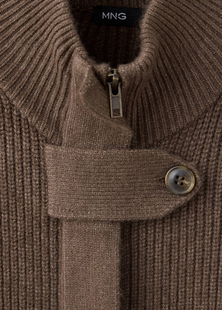 Knitted jacket with belt — Chocolate