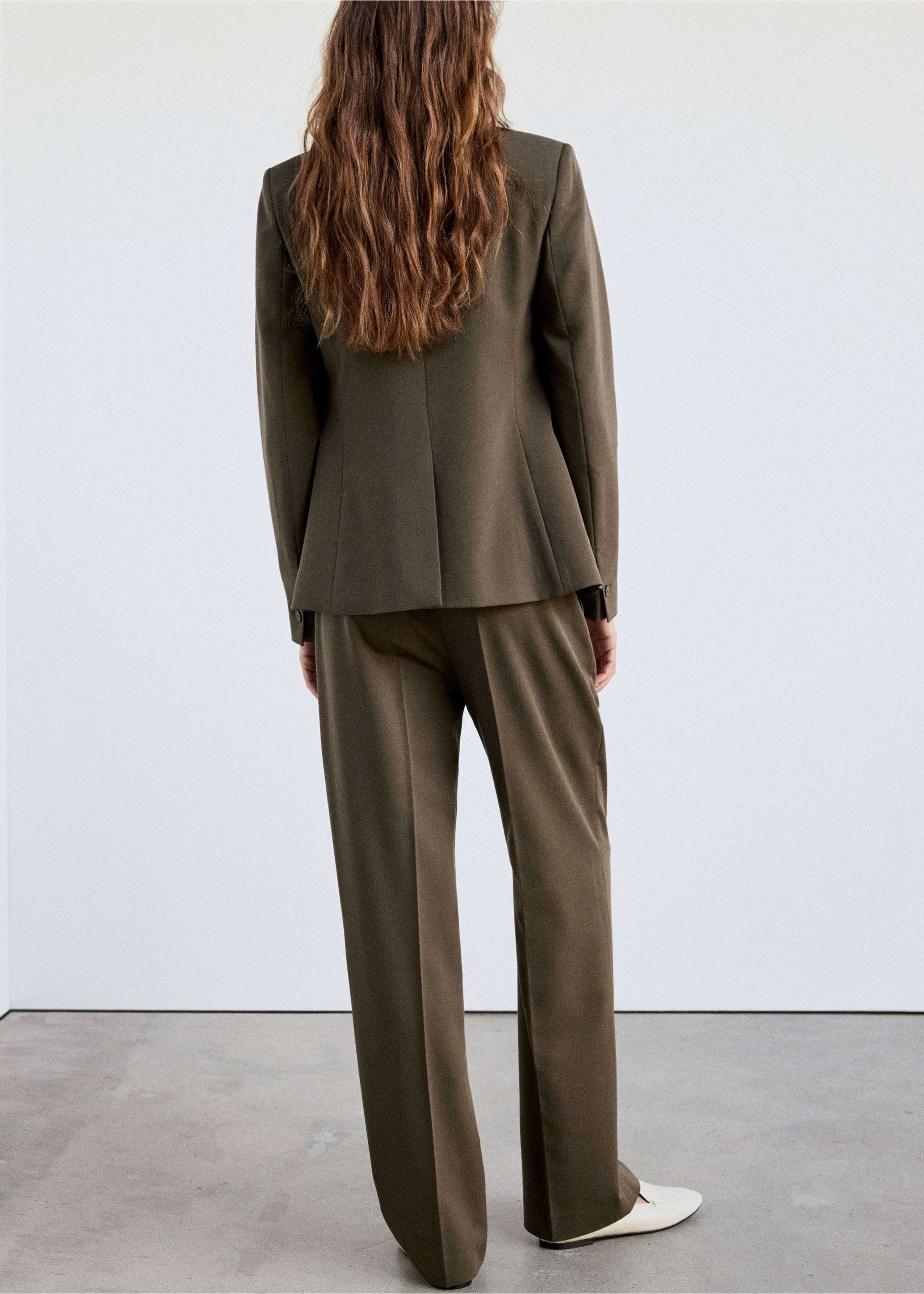 Straight suit trousers - Reverse of the article, Medium Green. Ref: 37095858-01.