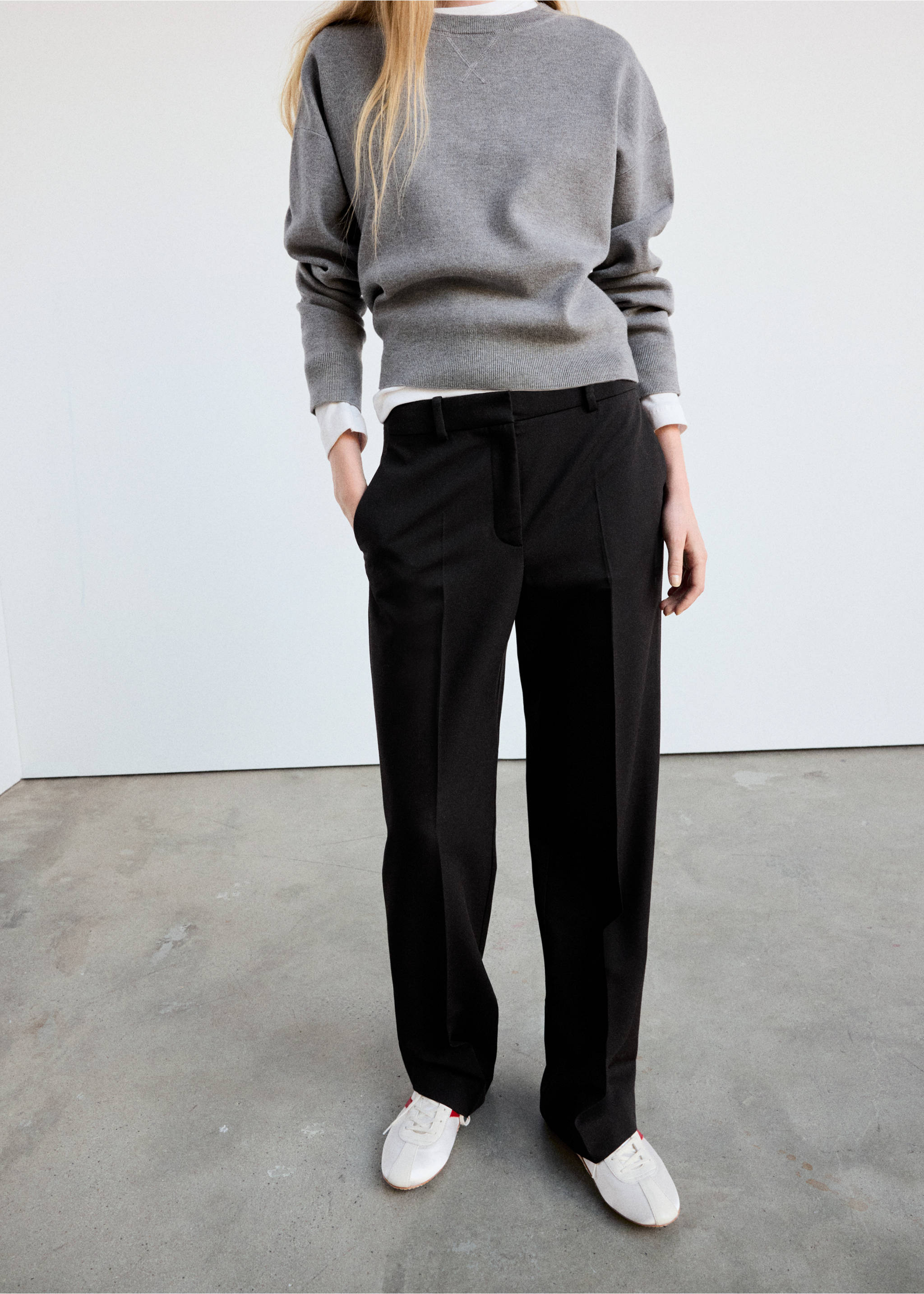 Straight suit trousers - Medium plane, Black. Ref: 37095858-02.