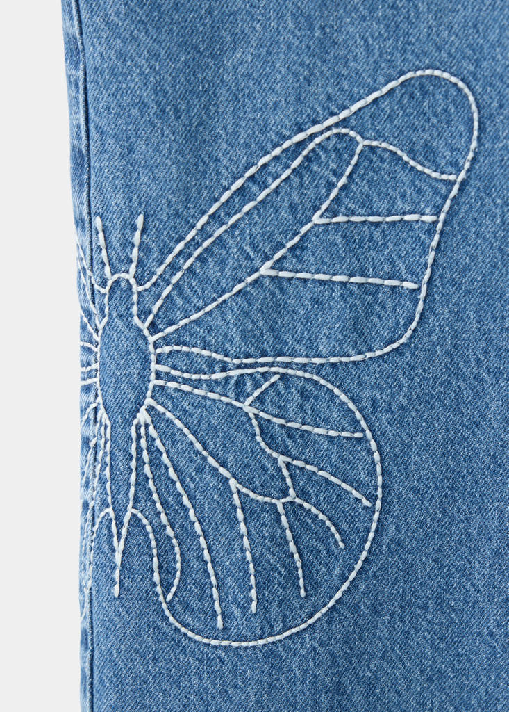 Embroidered butterfly denim dungarees - thumbnail 4